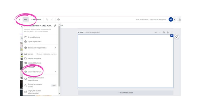 Canva korábbi verzió visszaállítása